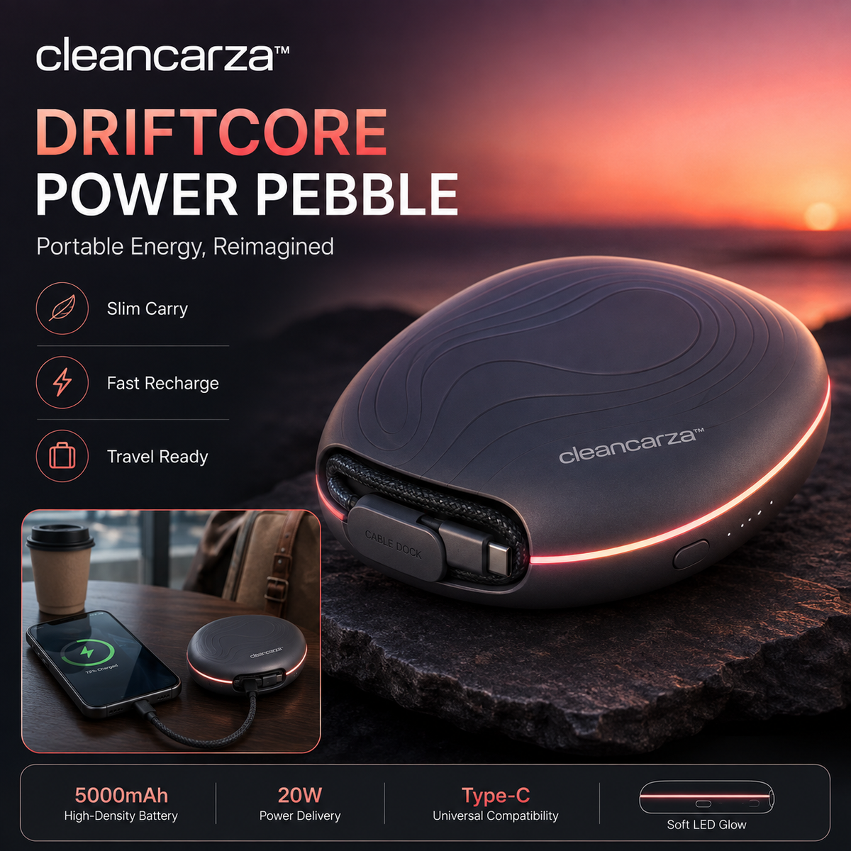 Cleancarza™ DriftCore Power Pebble